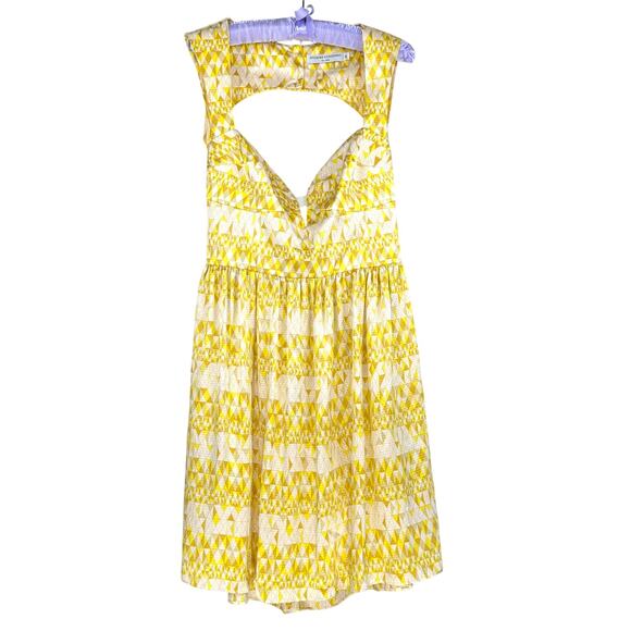 Opening Ceremony Yellow Silk Dress Size M Geometric Print - Picture 4 of 8